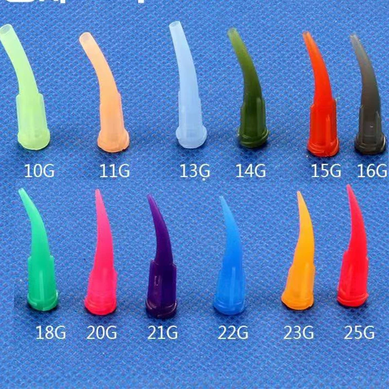 

100pcs 10G to 27G TT tapered 30 degree bend dispensing needle tips