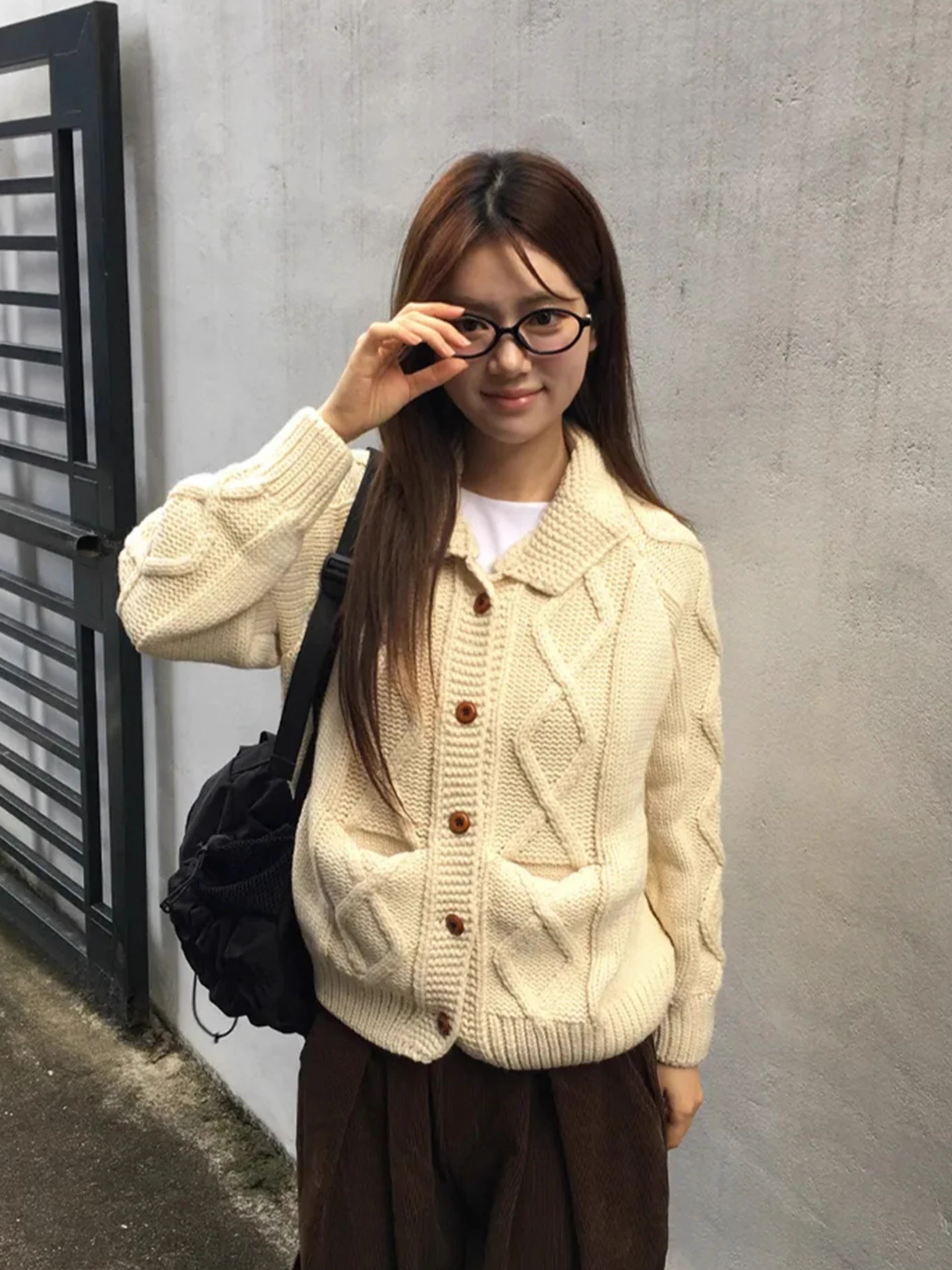 تصميم الإحساس الماس نمط محبوك سترة مفتوحة سترة المرأة الخريف جديد Sle تنوعا التخسيس الأعلى #1