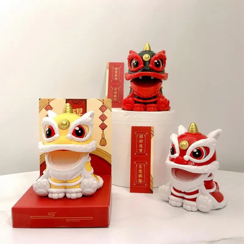 Car Dashboard Decorations Funny Car Ornaments Solar Powered Lion Awakening National Trend Lion Chinese Style Lion dance car tool