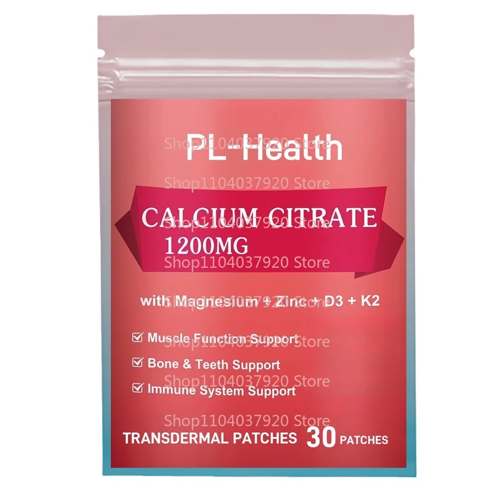 

30 Patches Calcium Citrate Transdermal Patches with Magnesium Zinc for Women & Men Support Bone Muscle & Teeth Health