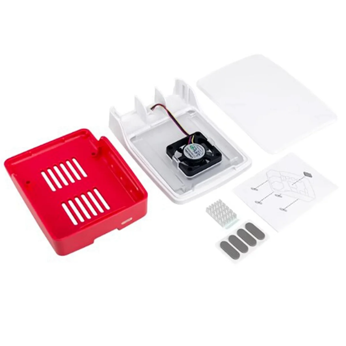 GOB-oFor Raspberry Pi génération 5 Pi5 boîtier Raspberry Pi boîtier multifonctionnel rouge blanc avec ventilateur de refroidissement
