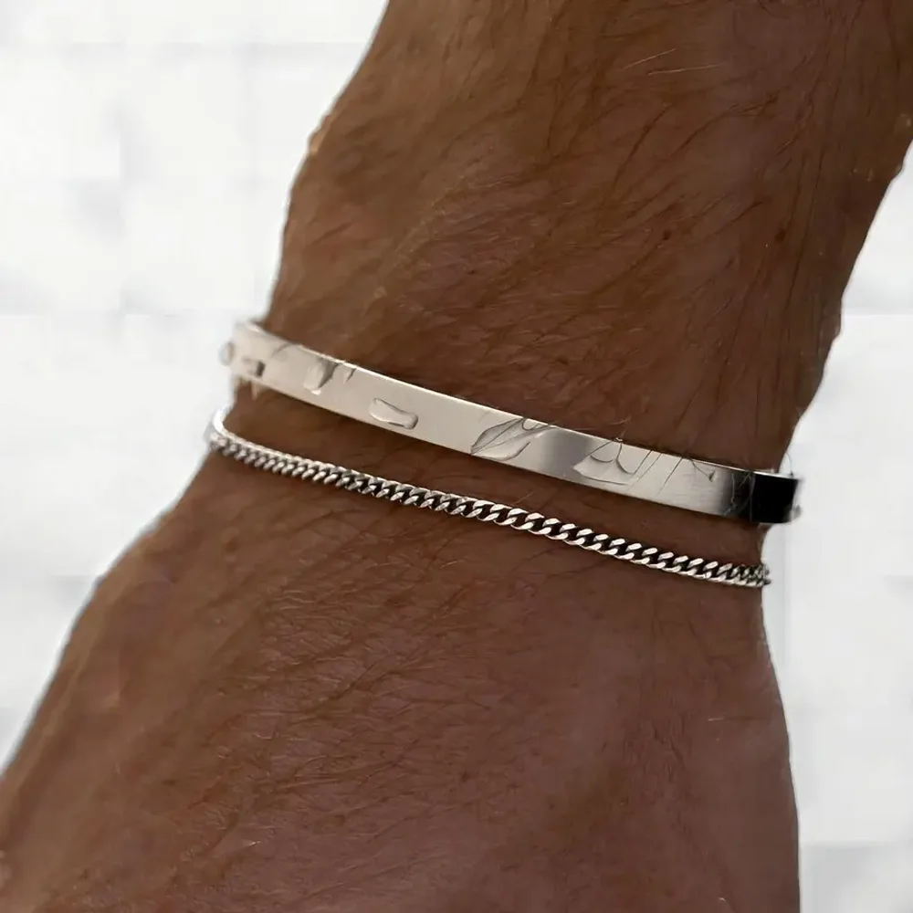 COOLTIME 2/3/4mm Edelstahl Offene Manschette Armband Männer Straße Hip-Hop Schmuck Einstellbare Mode Armband großhandel – Detail 2