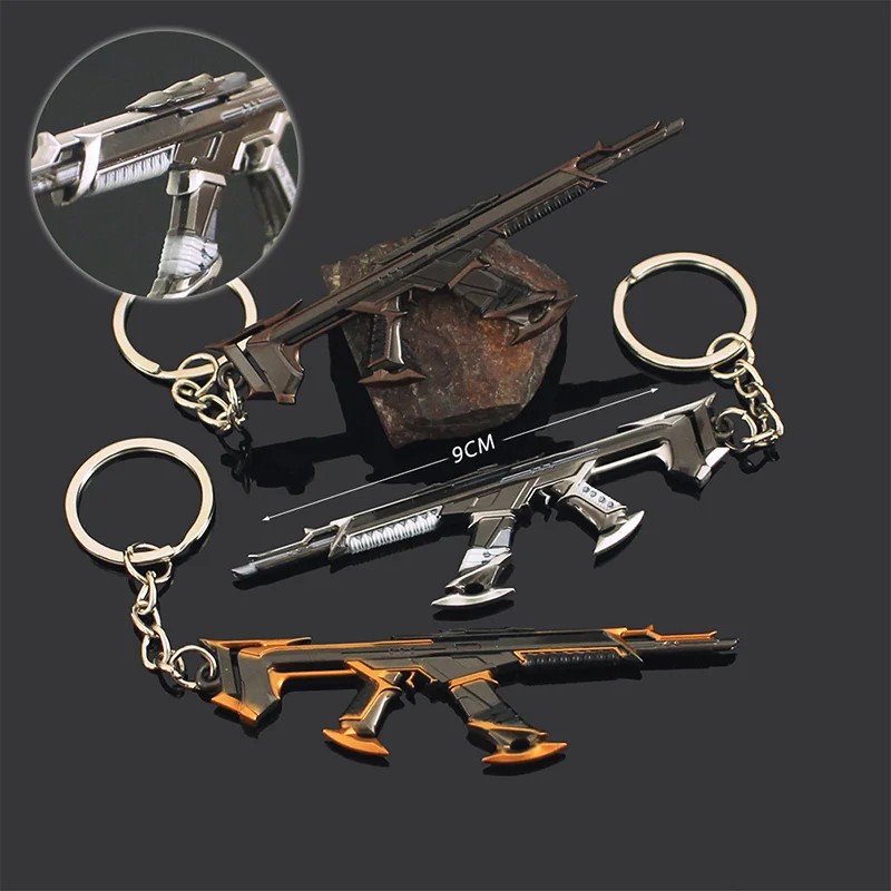 9cm Valorant Gun Keychains Kuronami No Yaiba Vandal Alloy Keyring Game Peripherals Schoolbag Mini Gun Pendant Accessories Gifts