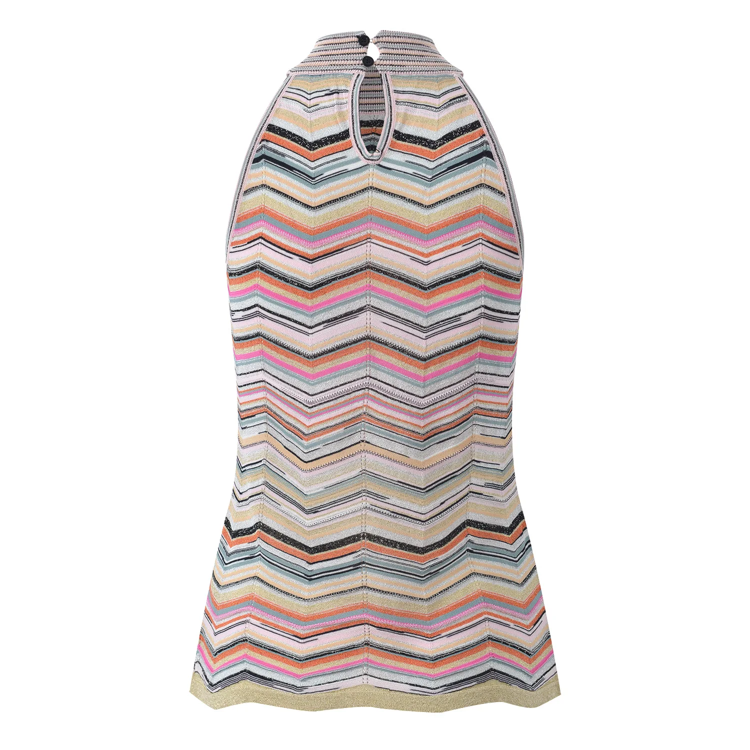 2026 New Arrival Lady Fashon Suit Colorblock Striped Halter Pullover Sleeveless Tops Flared Pants Women Holiday Knits 2pcs
