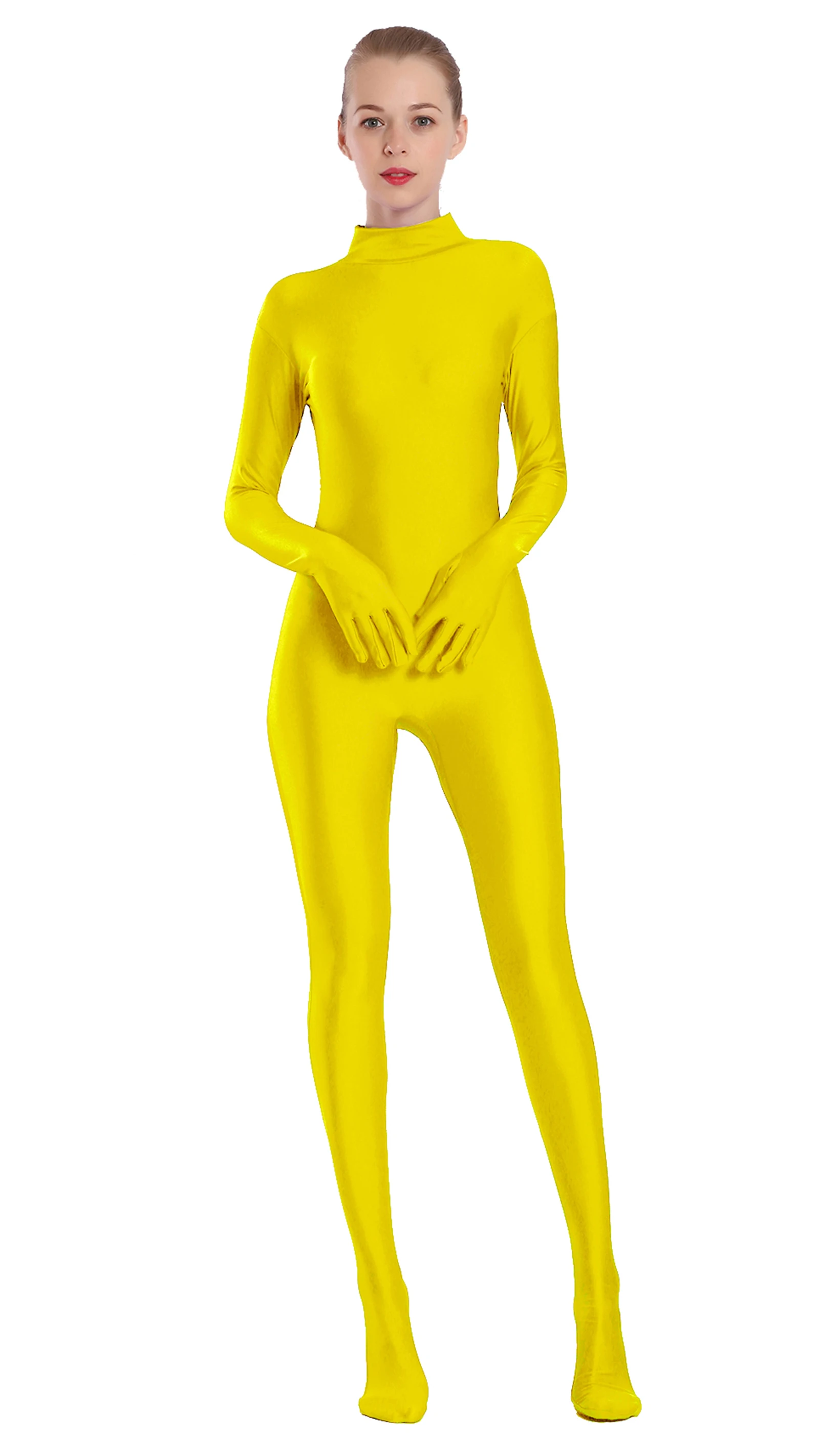 بدلة قفز للجنسين من Aoylisey باللون الأسود من الألياف اللدنة لكامل الجسم من Zentai بدلة نسائية لليد من Unitard زي الهالوين الضيق #6