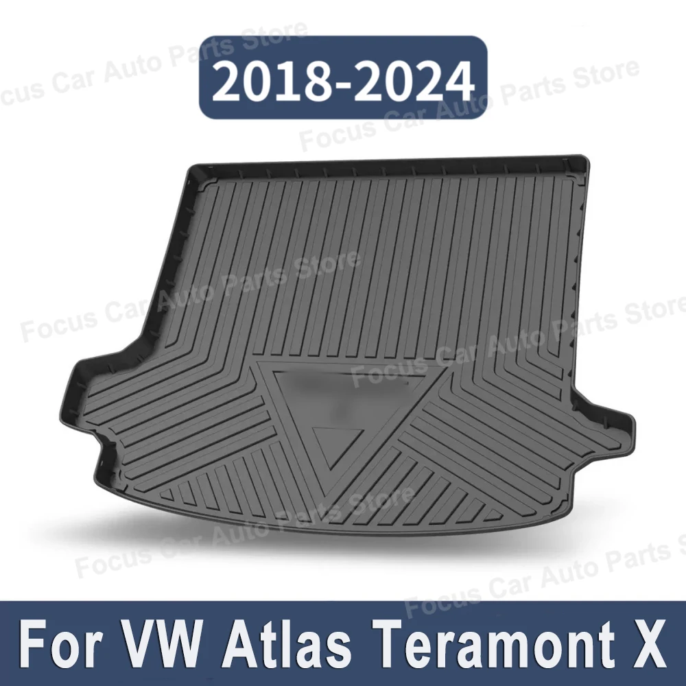 

For Volkswagen Atlas Teramont X 2018~2024 Car Rear Trunk Mat Storage Pad Anti Slip Waterproof Easy Clean Waterproof TPE material
