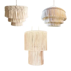 Nowoczesna makrama klosz do lampy Boho wisząca lampa pokrywa wisiorek do wystrój salonu w sypialni biurowej (żarówka nie jest dołączona)