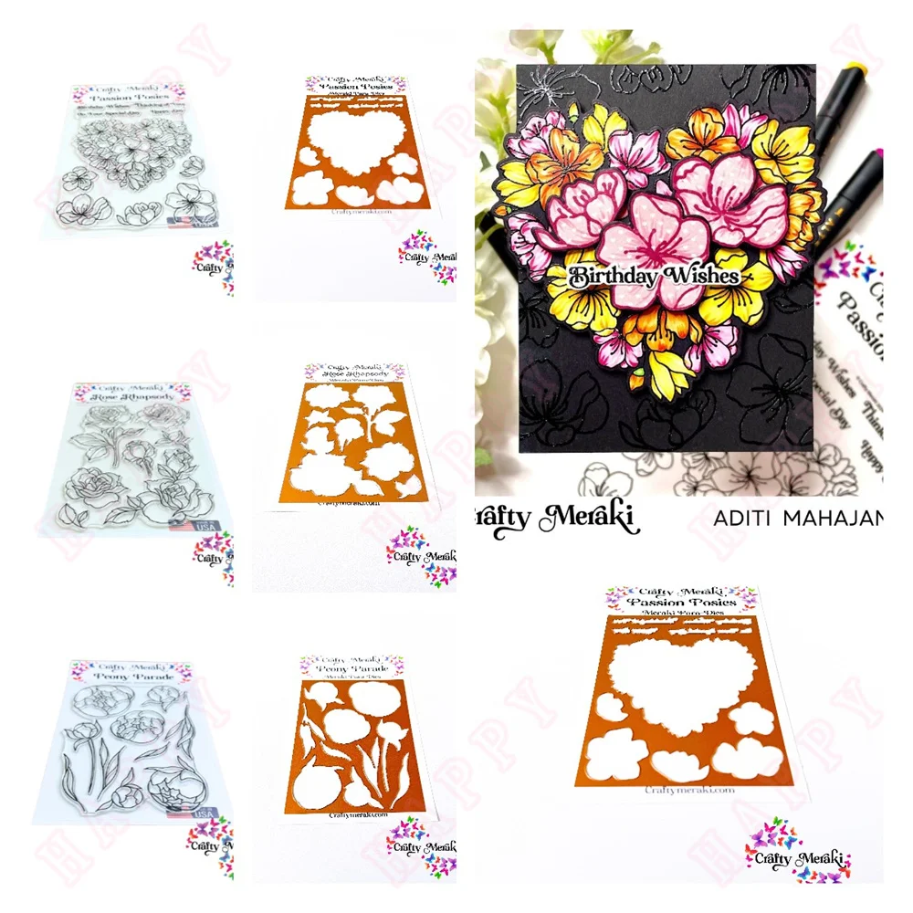 Rose Rhapsody and Peony Metal Cutting Dies And Clear Stamps For DIY Scrapbook Paper Craft Handmade Card Album Punch Art 2024 New