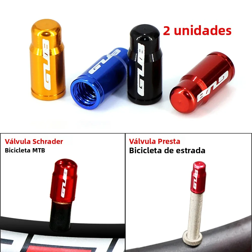 2 Peças GUB Tampa de Válvula de Pneu de Bicicleta em Alumínio CNC para MTB e Bicicleta de Estrada, Capa Protetora de Bico de Válvula AV FV Schrader Presta à Prova de Poeira