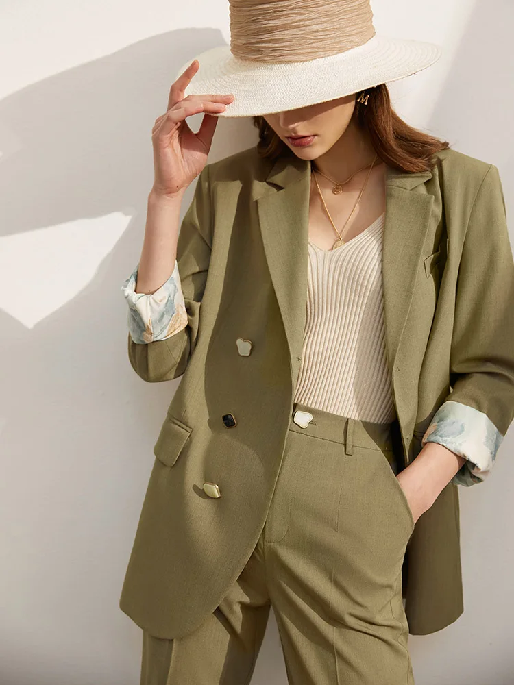 Amii Minimalism Spring Blazers Women Suit Jacket Office Lady Lapel Blazer Loose Pants Sold Separately Female Clothing 12140122