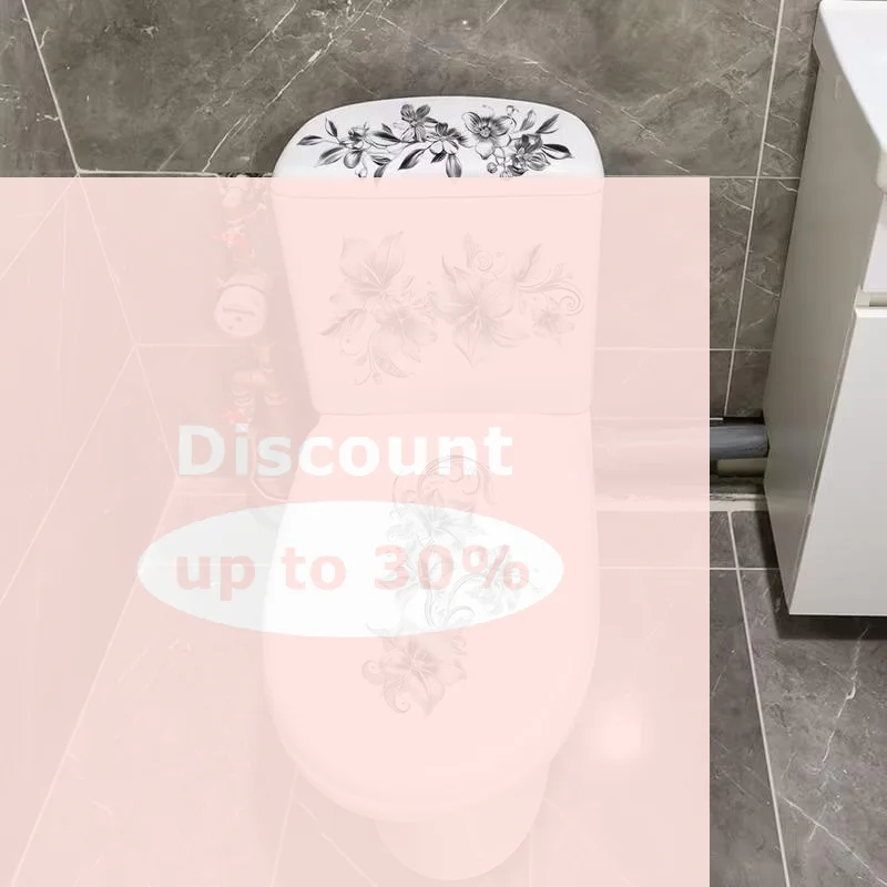 [Floral Toilet Sticker Flower Pattern Toilet Lid Sticker Waterproof Bathroom Wall Decals Self-Adhesive Removable Home Decor]