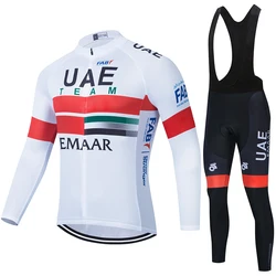 UAE Team Men's 2024 Cycling Jerseys Set Autumn Long Sleeve Coat Riding Bike Jacket Cycling Suits Set Ropa Ciclismo Hombre