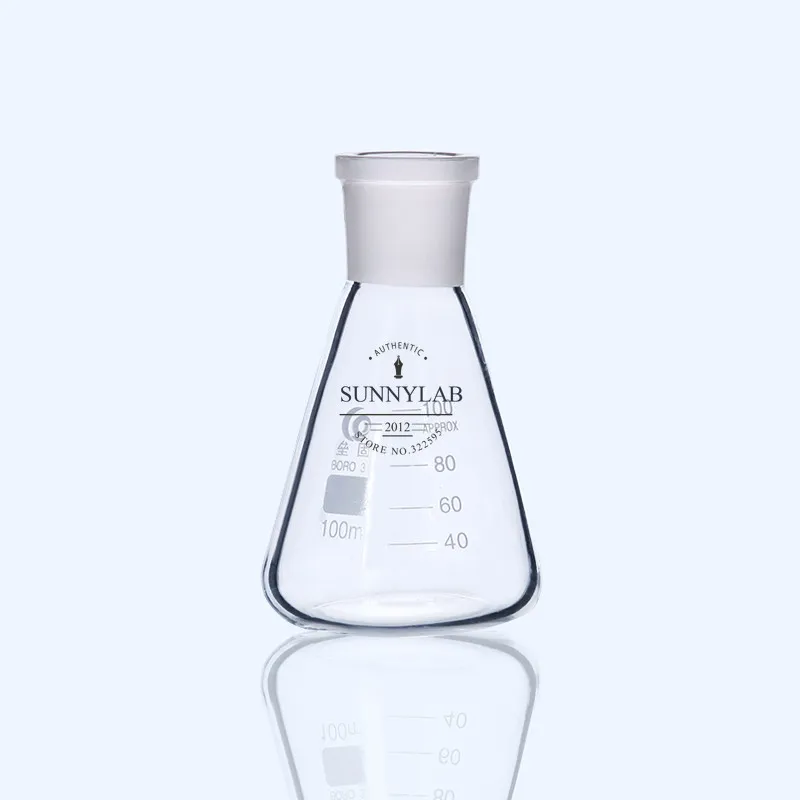 Frasco cónico triangular de vidrio de borosilicato, 1 piezas, de 25ml a 2000ml, con boca estándar, 19 #24 #29 #