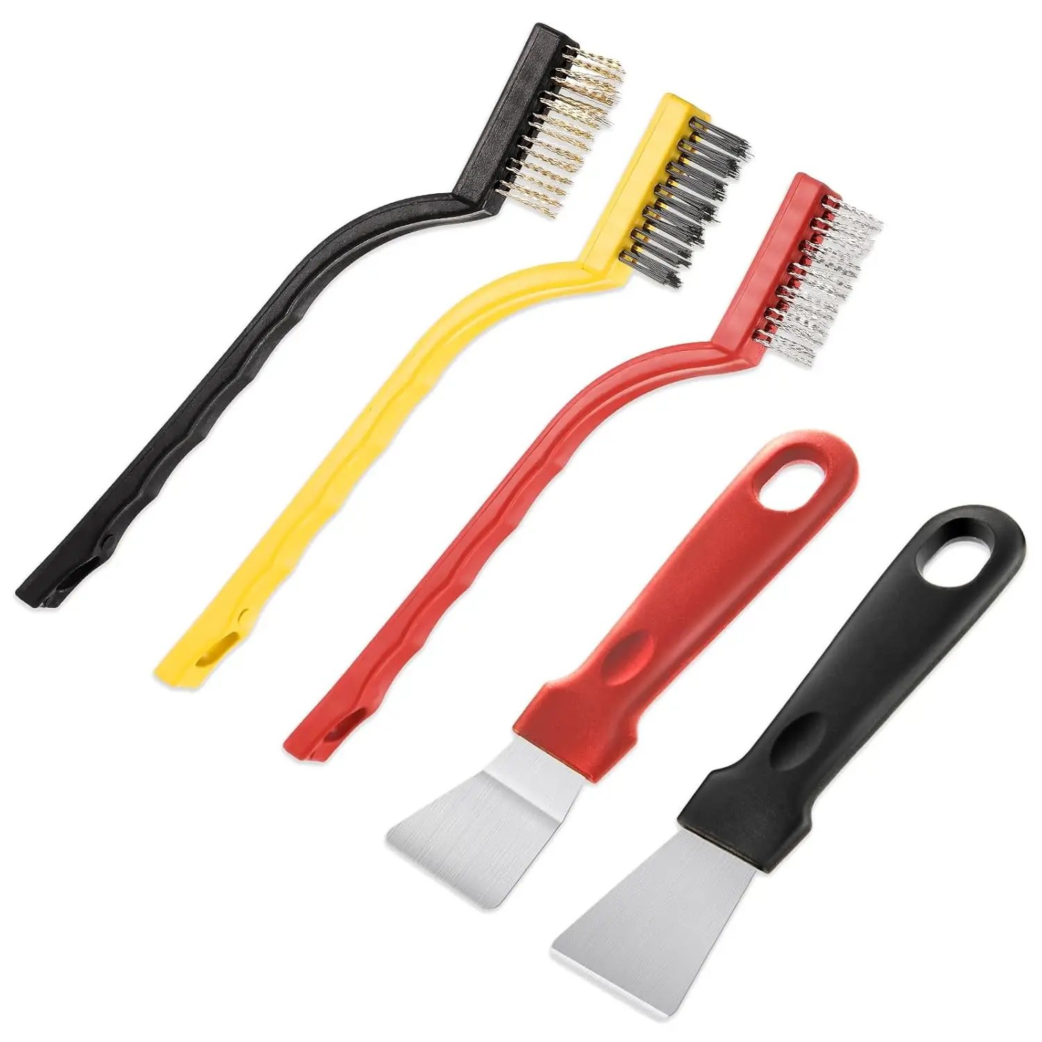 

Комплект из 5 щеток для чистки кухонной плиты + набор инструментов для скребков, щетки из нержавеющей стали и нейлона, сверхмощный скребок для газа