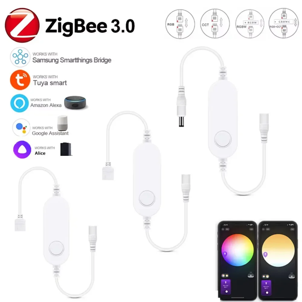 Inteligentny kontroler LED Zigbee 3.0 DC5V 12V 24V Ściemniacz Jednokolorowy CCT RGB RGBW RGBCCT Taśma LED dla Tuya Alexa SmartThings 2mqtt
