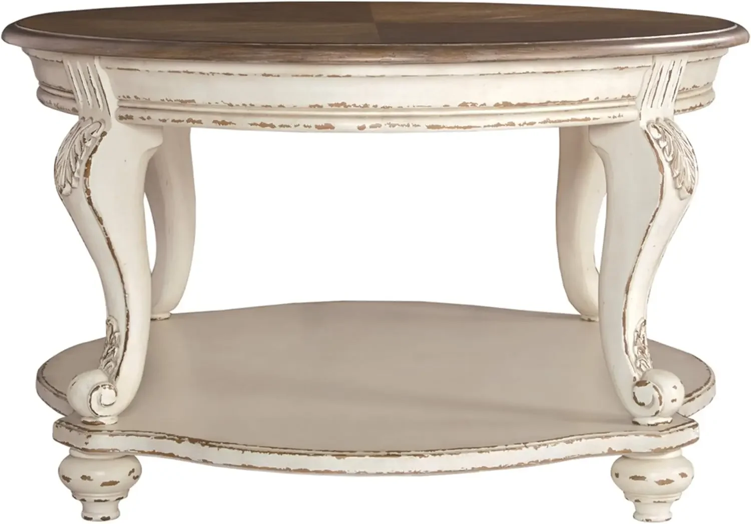 Realyn Casual Cottage Coffee Table, Antique White & Brown