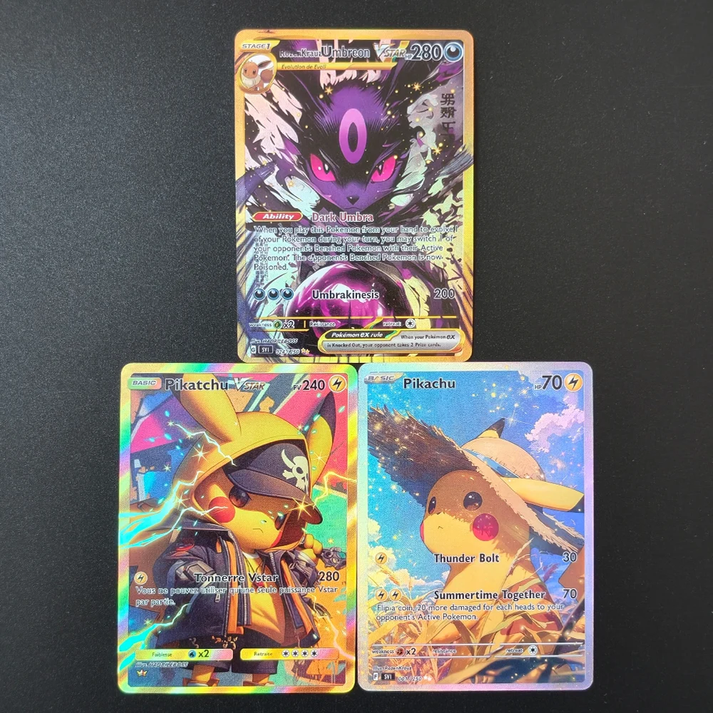 

2026 DIY Texture Pokemon Cards Kizz-Kaui Umbreon STAR Pikachu Set Gem Mint 10 Hot Anime Collectible Game Cards Premium Foil Art