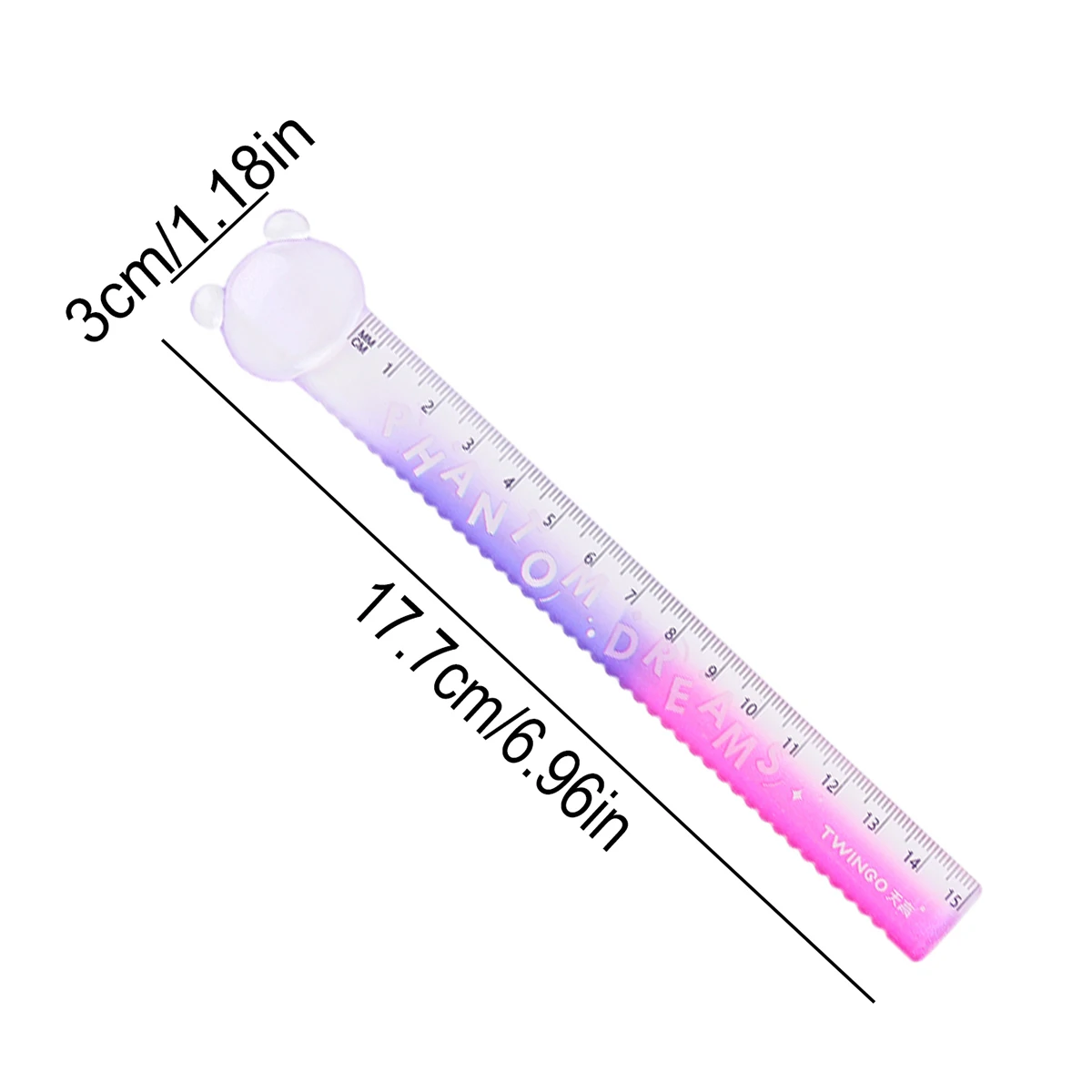 Straight Measuring Ruler 15cm Gradient Glitter Cute Bear Wavy Edge for Kids School Office Scrapbooking DIY Art Craft Supplies
