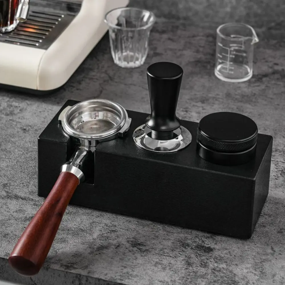 

Non Slip Coffee Tamping Station 51/53/58mm Rectangular Coffee Tamper Storage Seat Adjustable Height Coffee Portafilter Stand