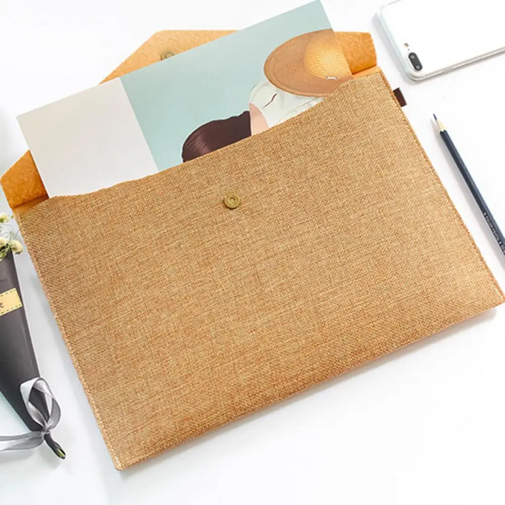 

Useful File Folder Minimalistic Unique File Storage Bag A4 Snap Button File Storage Bag