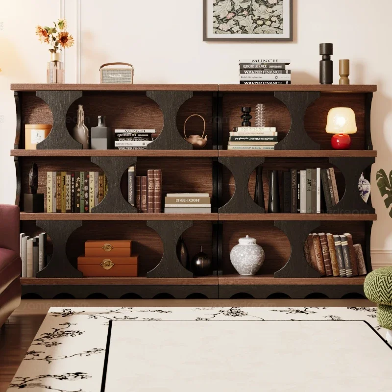 Solid wood display cabinet, living room storage bookcase, American medium and ancient style free combination