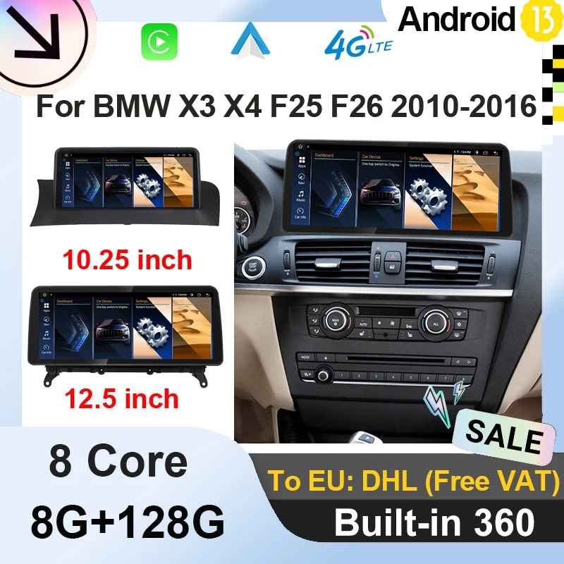 

Car Radio Android 13 For BMW X3 F25 X4 F26 Multimedia Player GPS Navigation Built-in 360 Carplay AUTO Monitor Google 4G Touch