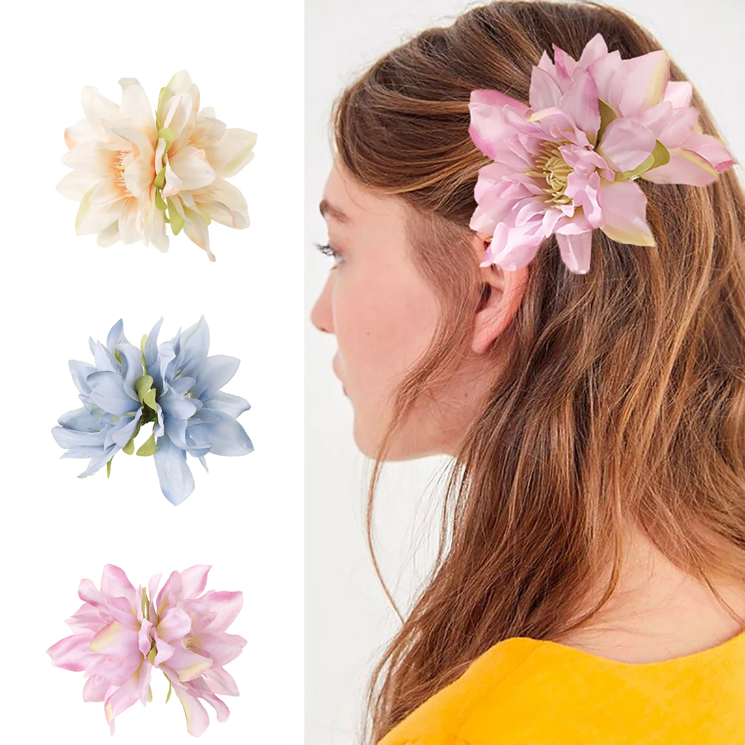 Pinzas para el pelo con flores, pasador, pasador, accesorios para el cabello de boda, Estilo Hawaiano, novedad