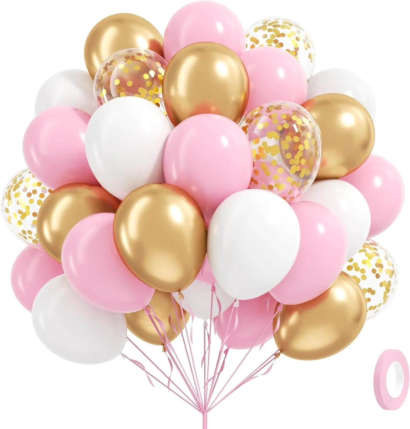 Rosa-weiße metallisch rosarote Folienballons für Geburtstag, Hochzeit, Muttertag, Verlobung, Partydekorationen – Detail 8