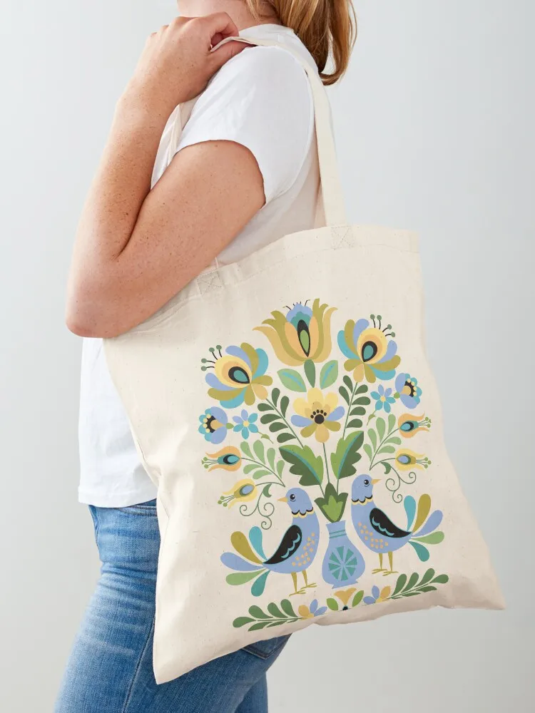 

Сумка-шоппер с узором «Украинские птицы» в сине-золотых тонах, женская, с возможностью персонализации, для покупок, мужская