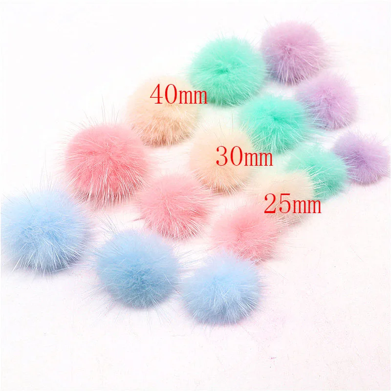 DIY ponpon gerçek vizon kürk topları ponponlar için 25mm 30mm 35mm 40mm halka anahtarlık şapka kabarık Pom Pom Diy el sanatları aksesuarları malzeme