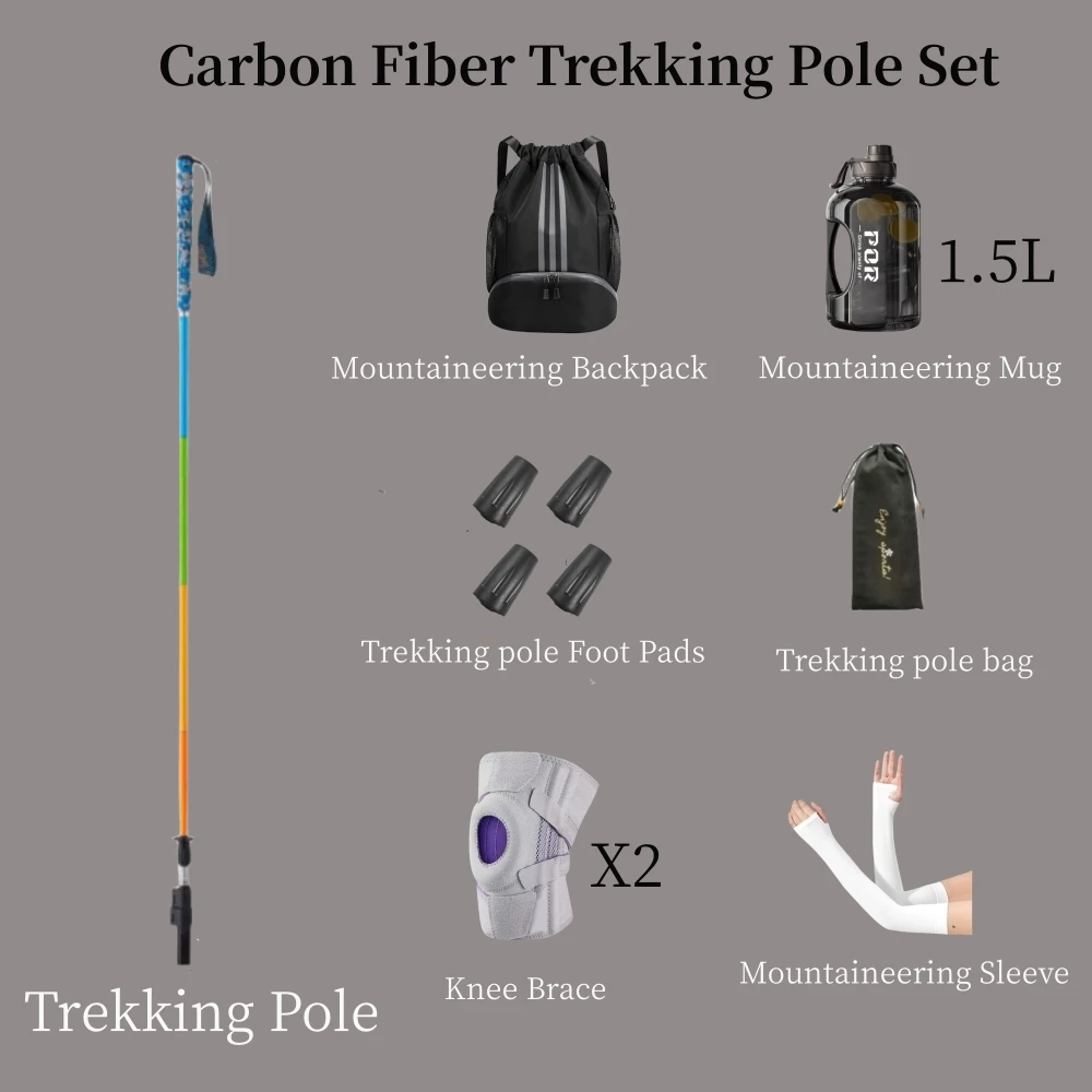 

Full Set Of Carbon Fiber 5 Sections Folding Trekking Poles Ultra-Light And Portable Trekking Poles walking Sticks Trekking poles