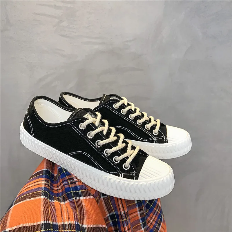 Men canvas shoes man's lace-up flats puff shoes mixed colors cookies shoes