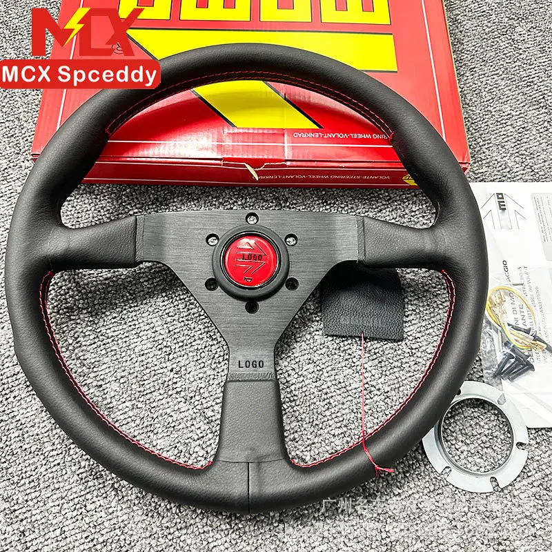 

Модифицированный автомобильный руль из кожи, 14 дюймов, V1, универсальный, расстояние между отверстиями 70 мм