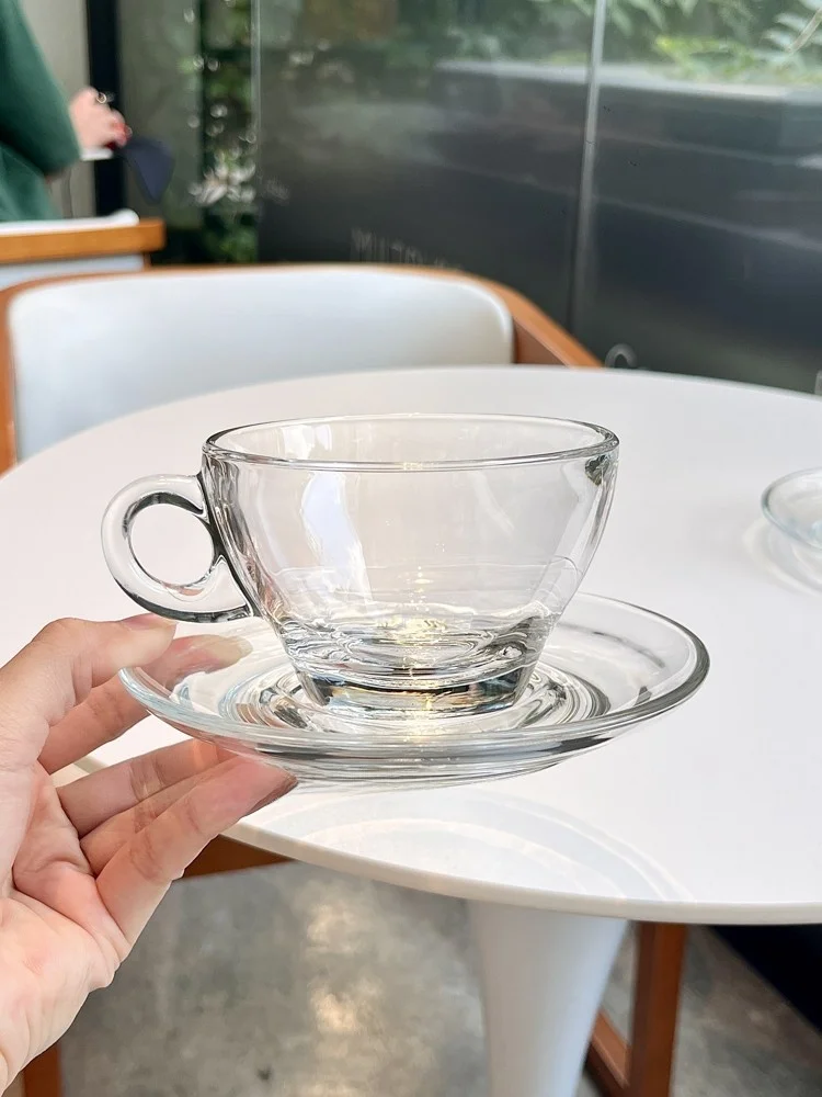 

Набор термостойких стеклянных кофейных чашек с тарелкой, чашка для латте Art, 220 мл, коммерчески используемая чашка для капучино для кофе op