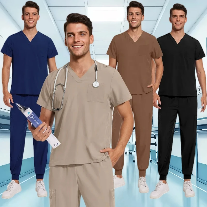 

Anti-Wrinkle Premium Fabric Clinical Uniforms Washable Nurse Uniforms Medical Scrubs Sets Surgical Blouse Pockets Straight Pants