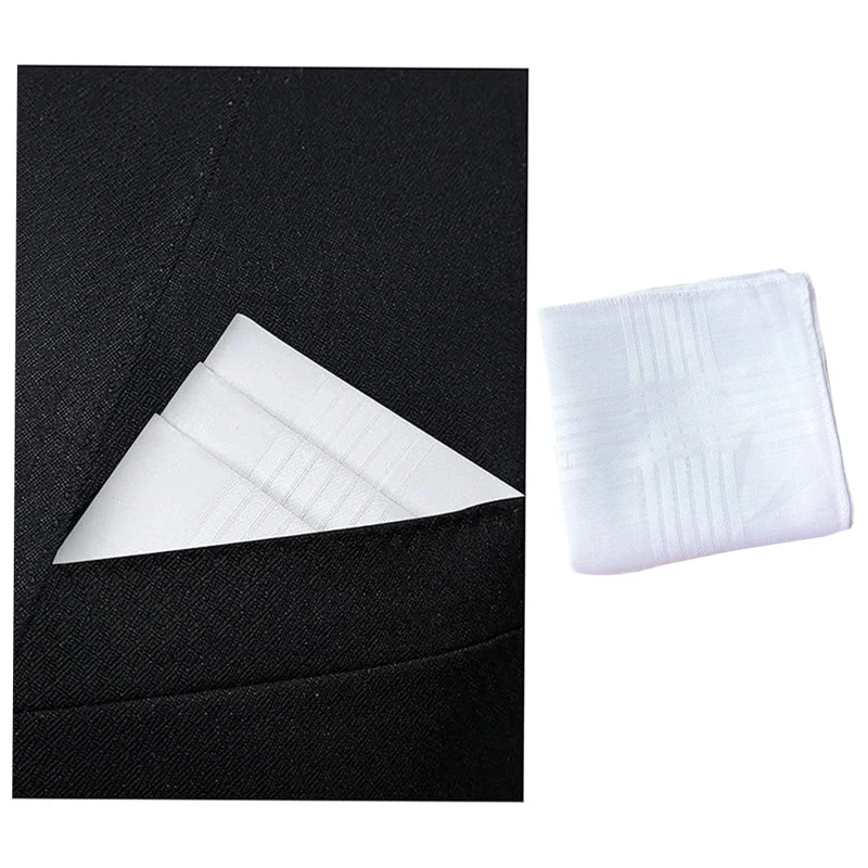 6 Pack of unisex pure cotton white handkerchiefs with satin edges in solid colors，Wedding gifts for newlyweds，Can be used as a s