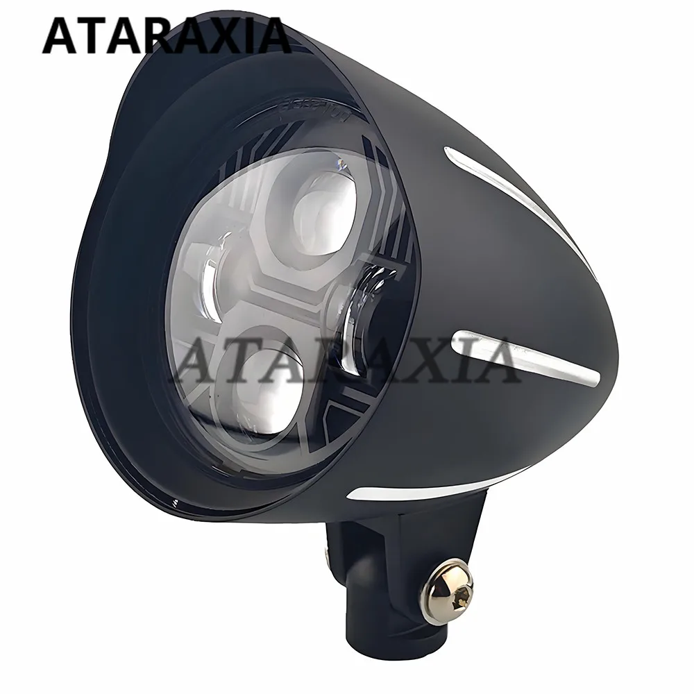 Bullet Tri Bar Motorcycle Front Headlight LED 4.5 inch Motorcycle lighting system Headlamp for Harley Sportster Dyna Custom