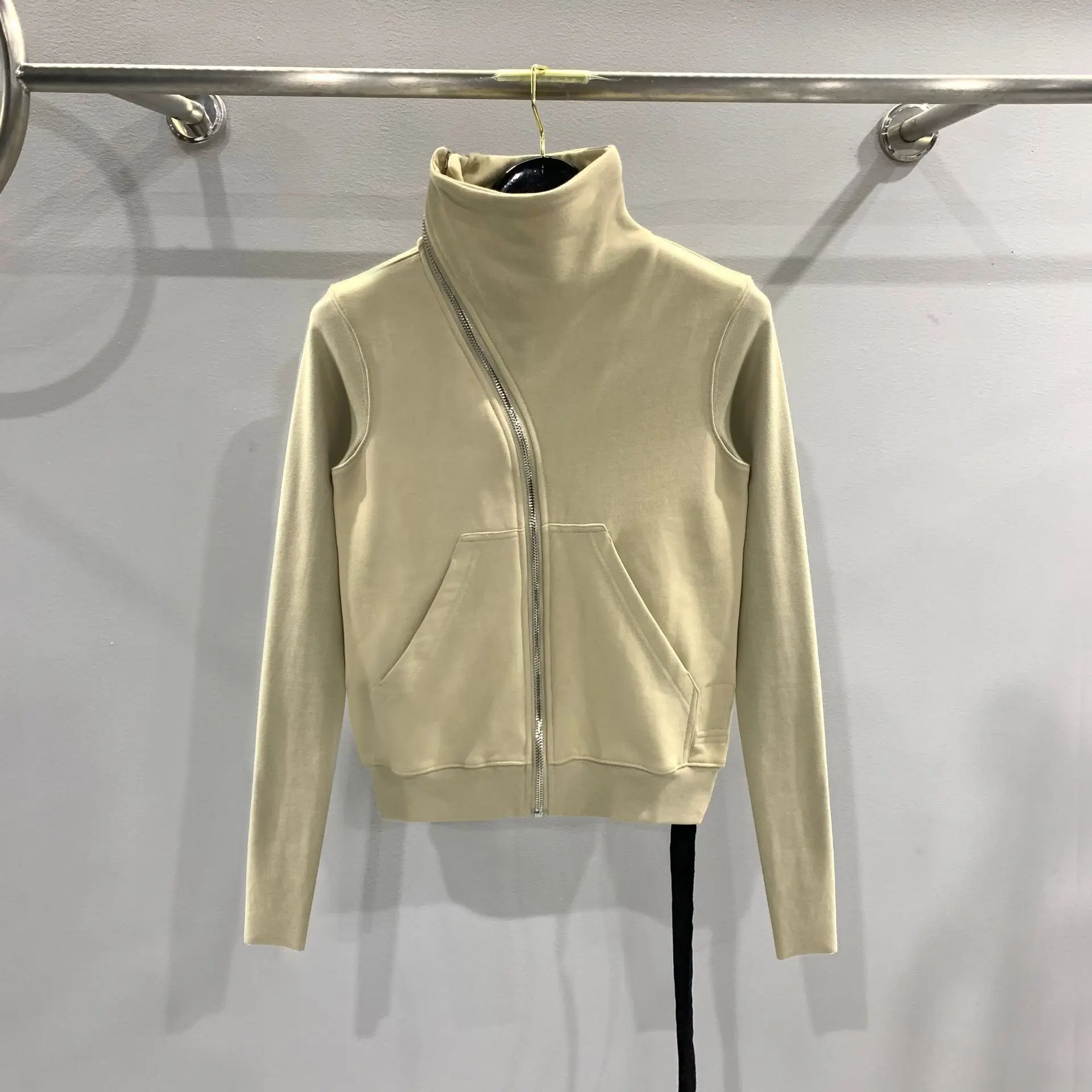 أعلى جودة الظلام نمط عالية الرقبة القطن البلوز سترة المرأة عارضة الأزياء الستر الإناث أعلى جودة هوديس #3