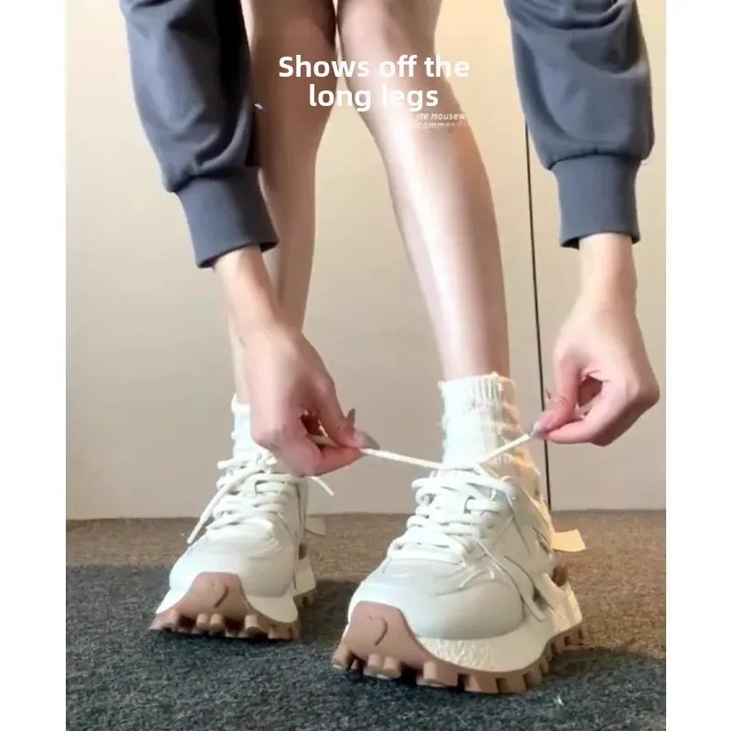 

(Height-increasing 5CM) Women's 2026 autumn New thick-soled shoes daddy shoes muffin color matching casual sneakers for girl