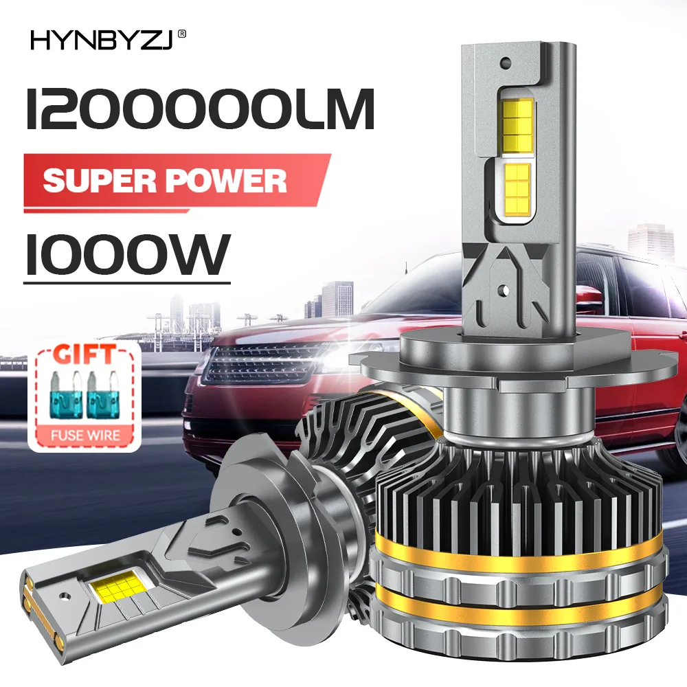 HYNBYZJ-faro LED para coche, Bombilla de 12V y 24V, H7, H4, H1, H8, H11, H13, HB3, HB4, 9005, 9006, 9012, 9007, 6000K, 1200W, 1000000LM