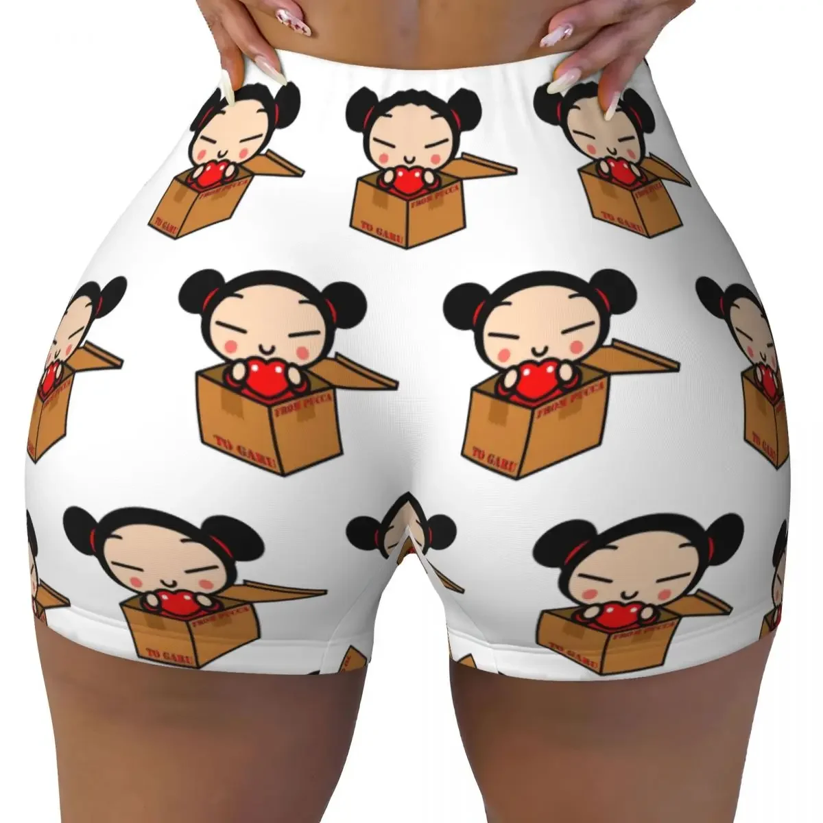 Custom Pucca Yoga Shorts Women Gym Workout Running Athletic Volleyball Biker Shorts