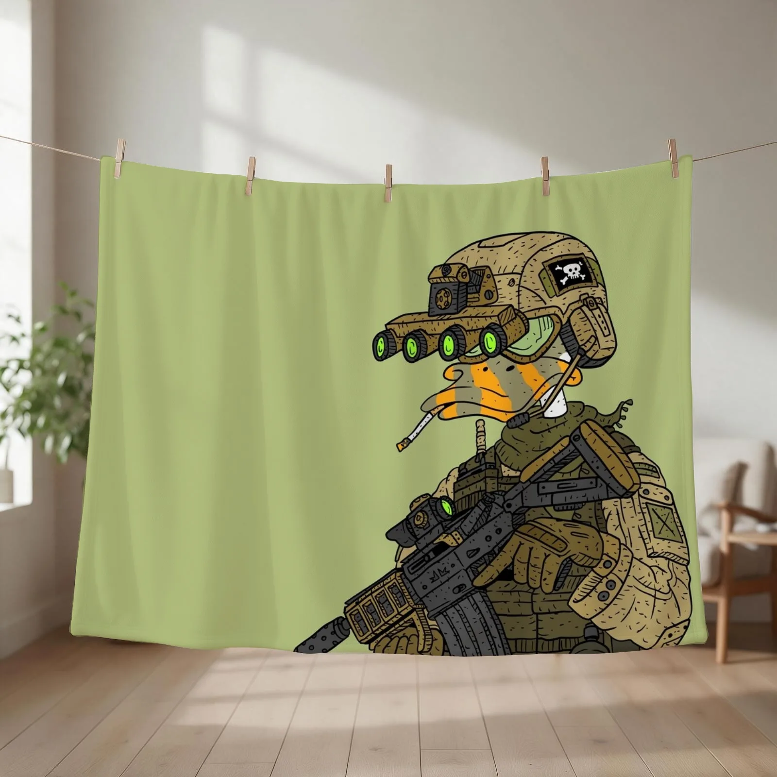 special forces duck. army soldier. Throw Blanket couch cozy soft plush fuzzy picnic outdoor blanket