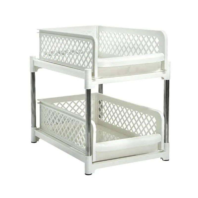 

ABXF-Space-Saving Design 2-Layer Organizer With Pull-Out Drawers, Sliding Bathroom And Kitchen Cabinet Storage