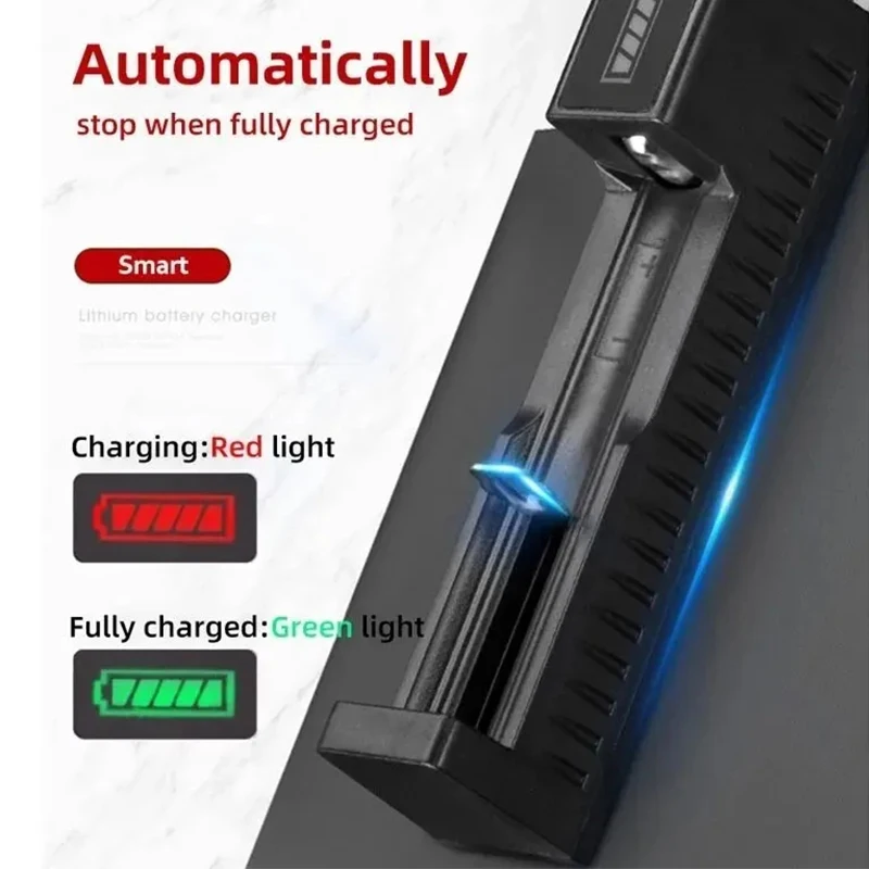 Dual 18650 Battery Charger Black 1 2 Slots For 18650 Charging 4.2V Rechargeable Lithium Battery Charger for Laser Flashlight