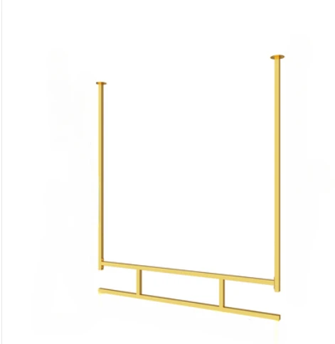 

Women's clothes rack on the wall, suspended ceiling and side rack of the display shelf of gold clothing store