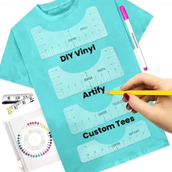 Tshirt Ruler Guide for Vinyl Alignment, T Shirt Rulers to Center Designs, PVC Measurement Template, Sewing Supplies Accessories