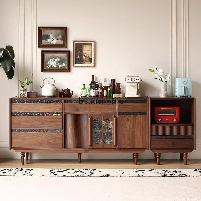 

1North American Black Walnut Wood Vintage Style Sideboard Retro Solid Wood Storage Cabinet