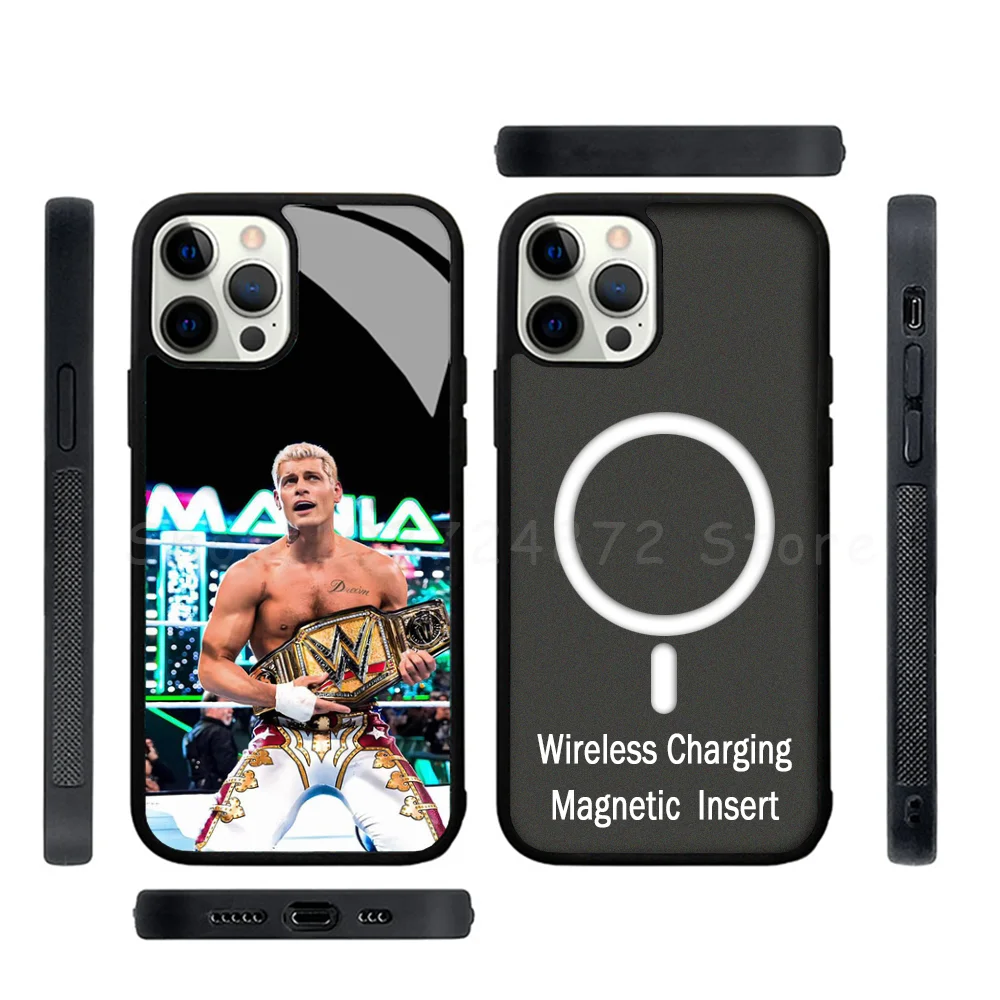 C-Cody Rhodes Wwe Phone Case Strong Magnetic For IPhone 15 14 13 Pro Max Alex Mirror For Magsafe Wireless Charging Cover