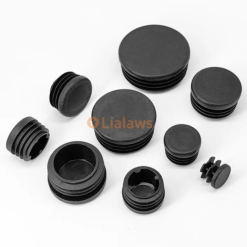 5/10/20/30/50 Uds PE plástico negro tapón de tubo redondo diámetro 12mm ~ 100mm silla mesa pies tapa tubo silla almohadilla de pie antideslizante