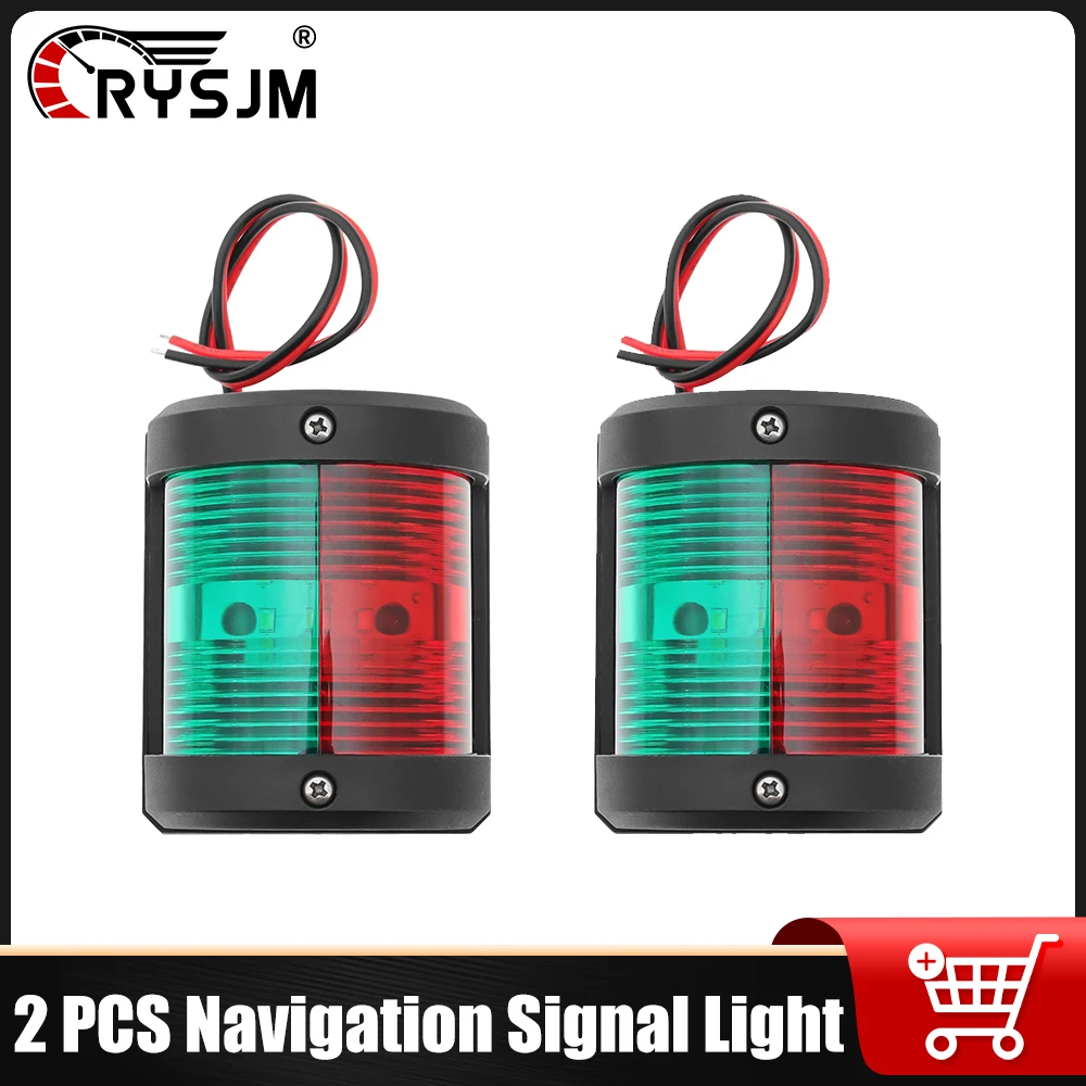 

2PCS Red Green LED 12V24V Boat Marine Sailing Navigation Signal Lights Lamp Stern Bow Port Side Lights for Sailboat Yacht Boats